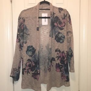Beige and floral cardigan